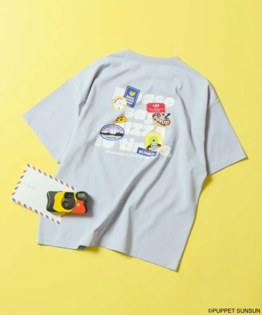スンスンとGLOBAL WORKSのコラボTシャツ　ステッカー風