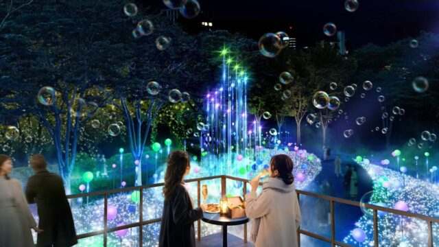 東京ミッドタウンのMIDWINTER LOUNGEとしゃぼん玉イルミネーション（イメージ）